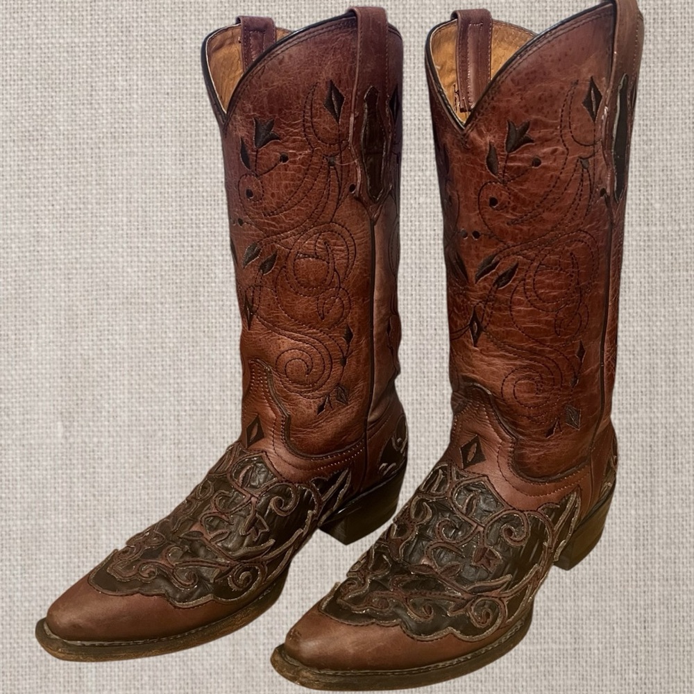 Cowboy Pro Handmade Leather Artisanship Western Cowboy Boots. SZ 8.5 - Picture 3 of 10